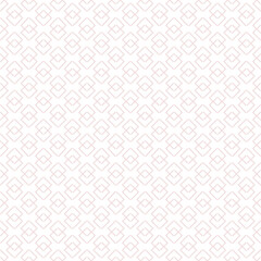 Subtle vector abstract geometric pattern with linear shapes, small rhombuses, diamonds. Stylish minimal light pink and white geo texture. Modern minimalist background. Repeat design for decor, textile