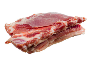 juicy and raw piece of meat with fat and veins and lard isolated on white background