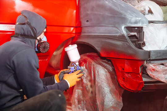 Truck Painting In Red, Car Body Repair