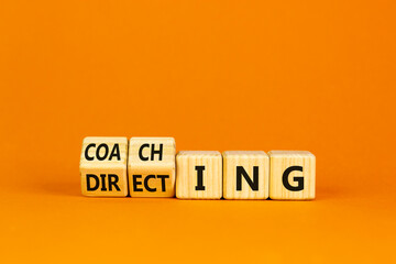 Coaching or directing leadership style symbol. Turned cubes and changed words 'directing' to...