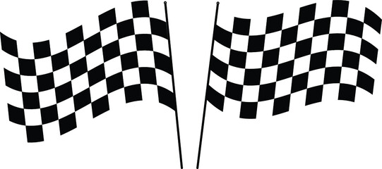 Checkered flag pair vector. Waving checker flags to crown a champion or the winner of a race set against a transparent background. Available in EPS10, jpg and can be saved as SVG.