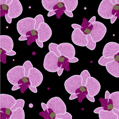 seamless pattern with pink orchid