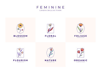 Beautiful floral logos with bridal names