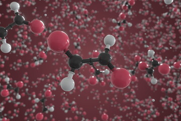 Glyoxal molecule, ball-and-stick molecular model. Chemical 3d rendering