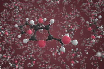 Furfuryl alcohol molecule, ball-and-stick molecular model. Chemical 3d rendering