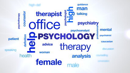 psychology therapy help office psychologist psychiatry female therapist advice psychotherapy professional animated word cloud background in uhd 4k 3840 2160