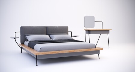 Fototapeta premium 3d rendering loft style furniture for bedroom