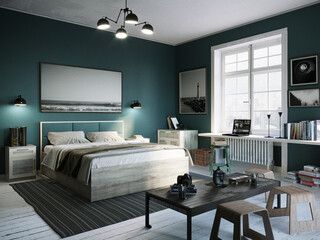 3d rendering skandinavian bedroom