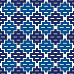 Geometric seamless pattern. Retro motif geo print. Repeated arcs, brackets mosaic background. Simple symmetric ornament