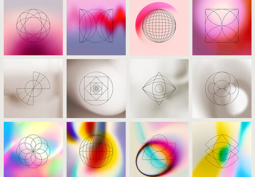 Gradient Texture Art Kit with Editable Geometric Elements
