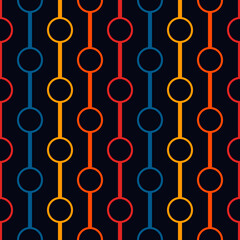 Polka dot ornament. Vertical lines, circles seamless pattern. Strings of beads motif. Simple geometric shape background. Minimalist geo print