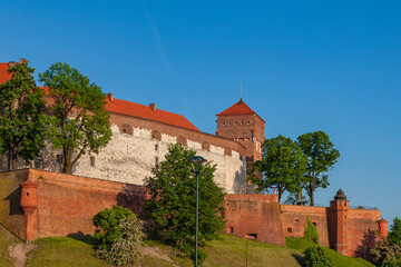 Fototapeta na wymiar Fortress wall of Wawel Castle in Krakow, Poland