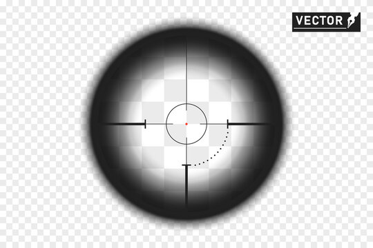 Optical sight of a hunting rifle. Sniper rifle. Vector overlay element on an isolated transparent background.