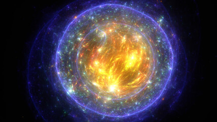 Obraz premium Abstract background, smooth multicolored lines on a black background.