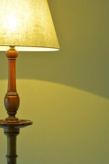dim lighting room of the mahogany antique lamp. 

This expensive furniture is made in England. 
blurred background soft focus image.