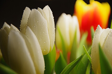 Naklejka premium white tulips in close-up 