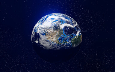 Fototapeta na wymiar Earth with stars , 3D illustration.