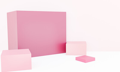 Pink cubes background, 3D illustration.
