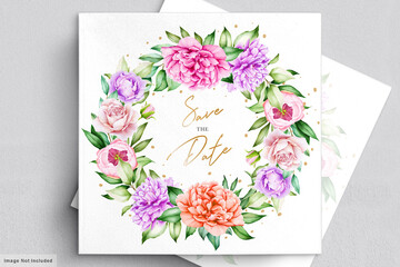 romantic watercolor peonies invitation card set