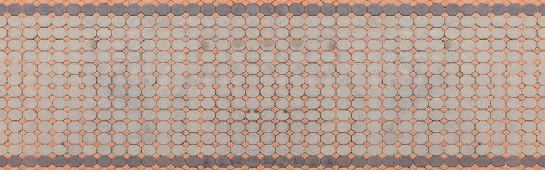 Panorama of Cement block floor tiles outside the building pattern and background seamless