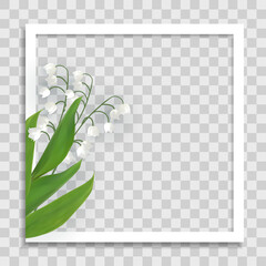 Empty Photo Frame Template with Spring Flowers for Media Post  in Social Network. Vector Illustration