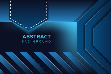 Abstract blue stripes background. half papercut of Octagon shape design template, modern background in horizontal layout. blue shadow.