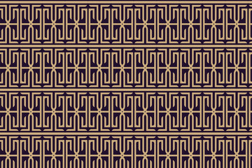 Abstract Seamless Geometric Pattern template design. Vector illustration with purple background and gold element. 