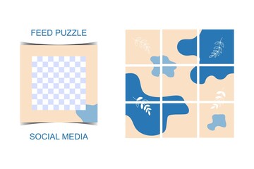 social media template banner, fashion sales blog, promotion. perfect editable square post frame puzzle organic sales poster. Vector background of beautiful pastel color element shapes