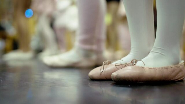 Group Of Ballerinas Having Rehearsal At Ballet Class - selective focus