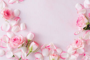 Fototapeta na wymiar pink rose frame