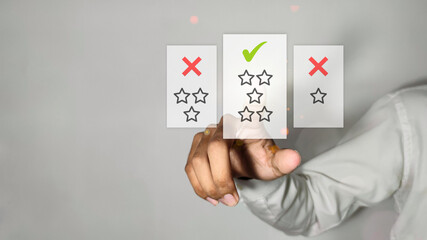 businessman or customer showing thumbs up - closeup shot ang give 5 star. customer service satisfaction survey concept.