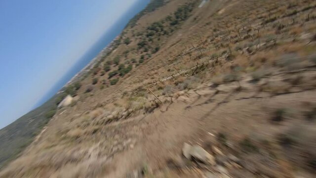 Mediterranean Natue Landscape, FPV Racing Fast, Aerial