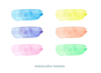 Set colorful watercolor brush strokes. Abstract elements on white background..
