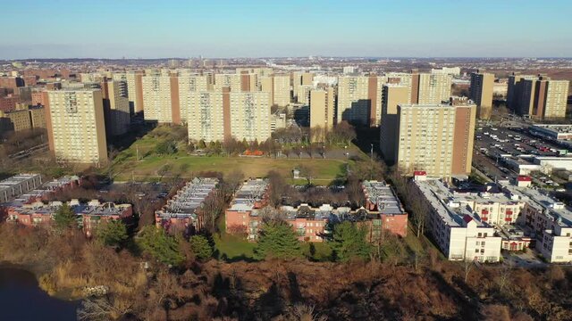 Aerial Pull Away Shot of the Hi-Rise Public Housing in East New York - Part 2