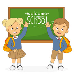 Cartoon children back to school background