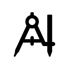 Drawing compass with a pencil icon vector.