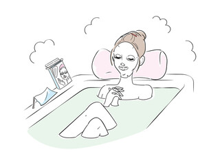 可愛い女性　バスタイム　フェイスマスク