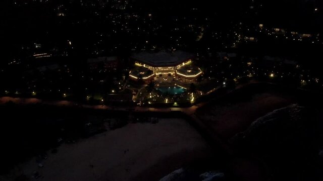 goa Sinquerim Candolim Beach drone birds-eye view into the sunset sunrise drone night shot.