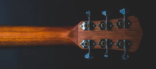 Foto op Plexiglas traditional wooden folk guitar, music art acoustic music instrument, part of classic folk guitar © chokniti