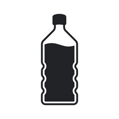 Bottle glyph icon. Simple solid style. Water, container, plastic, drink, cola, cold, beverage, concept, design element. Vector illustration isolated on white background. EPS 10.