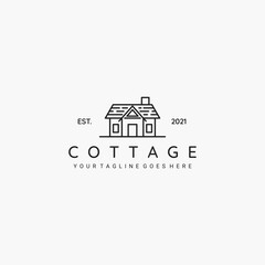 Fototapeta premium Cottage line art minimalist icon logo vector illustration design
