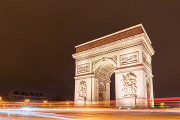 Fototapeta na wymiar Paris, France - Dec 2015: The Arc de Triomphe de l Étoile.