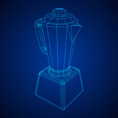 Kitchen blender. Appliance, equipment mixer machine. Wireframe low poly mesh vector illustration