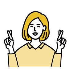 女性　金髪　若い　ベクター　ポップ　幸運を祈る
