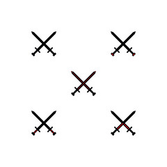 Abstract graphic illustration of five pairs of crossed swords
