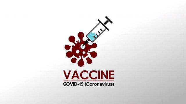 Covid 19(Coronavirus) vaccine injected title animation. A syringe injecting a Covid 19 germs. 4k Video. 