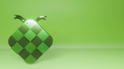 3D rendering of a typical Indonesian food during the month of Ramadan, namely Ketupat