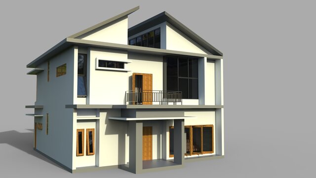 Generic modern house design 3d render illustrations