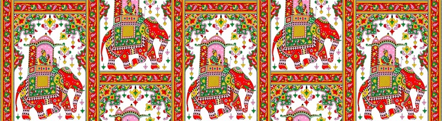 colorful Indian kalamkari pattern design.