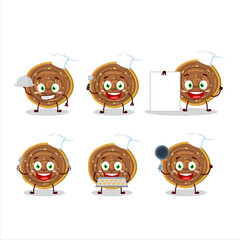Cartoon character of bakarvadi with various chef emoticons